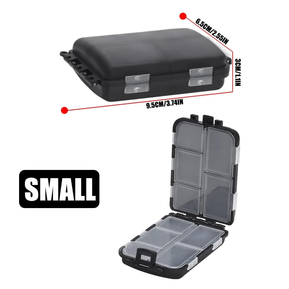 black Compartment Organizer with Ultra-Portable Design for Hooks, Lures, Baits, Fishing Accessories