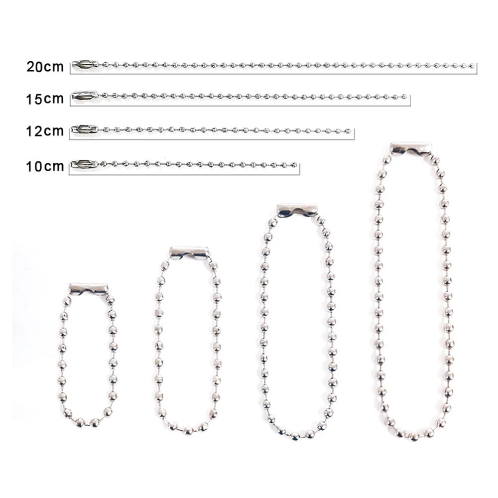 50 pz/lotto Catene a Sfera da 2,4 mm 10/12/15/20 CM con Chiusura per Etichette, Connettori, Portachiavi Fai da Te e Creazione di Gioielli