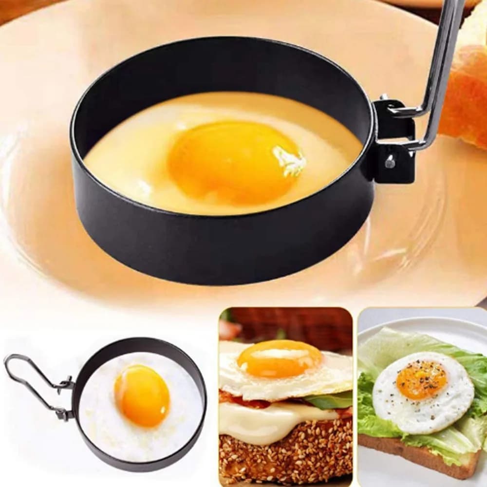 Set di 2 Stampi per Uova in Acciaio Inox, Anello Antiaderente per Friggere, Facile da Pulire, Nero, per Pancake, Uso Ristorante