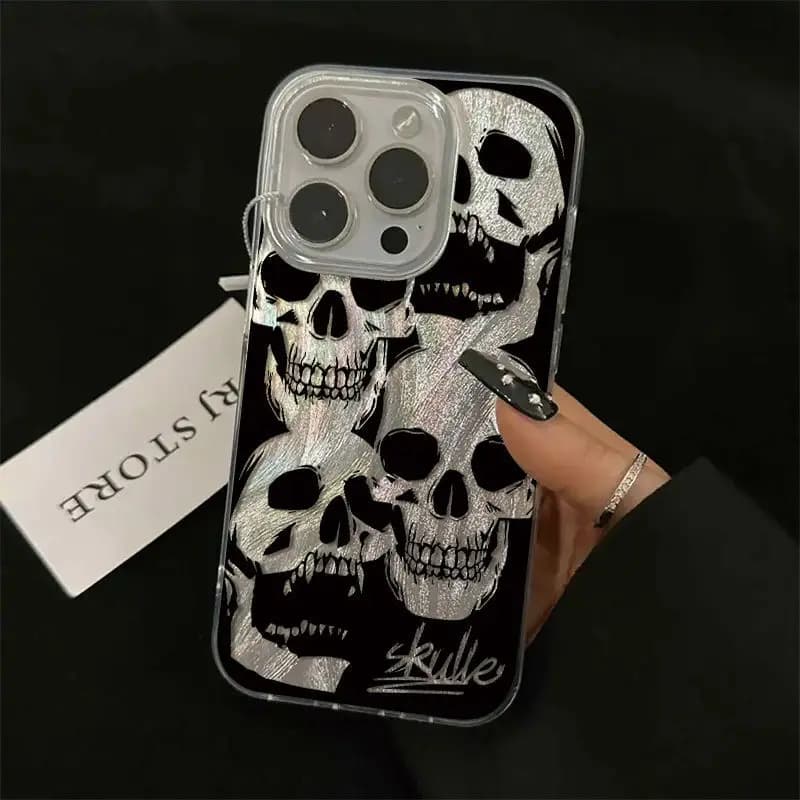 Custodia per telefono modello teschio per iPhone 16 11 15 12 14 13 Pro Max SE 16E XR XS X 7 8 16 Plus 15 Pro 13 Pro 12 11 Pro Piuma Cover