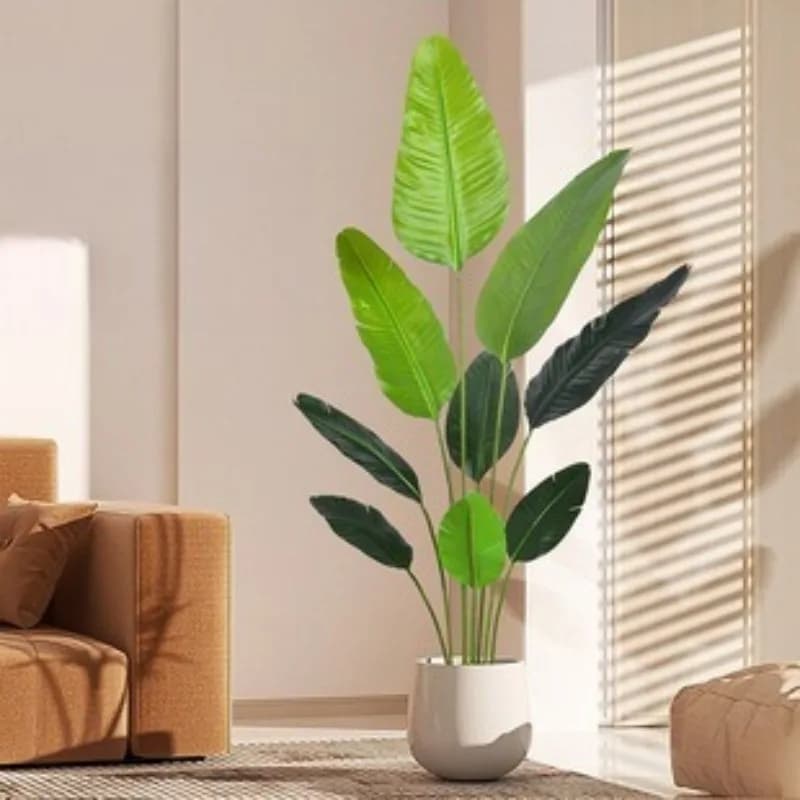 Lifelike Faux Banana Palm Potted Indoor Tropical Tree Luxury Home Office Hotel Lobby Decor Wholesale Fake Plants Garden