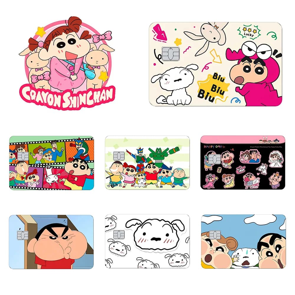 Kawaii Crayon Shin-Chan Piccolo Chip HD Pellicola in PVC Nastro Pelle per Carta di Debito di Credito Adesivi Impermeabili Resistenti ai Graffi Regali per Ragazze