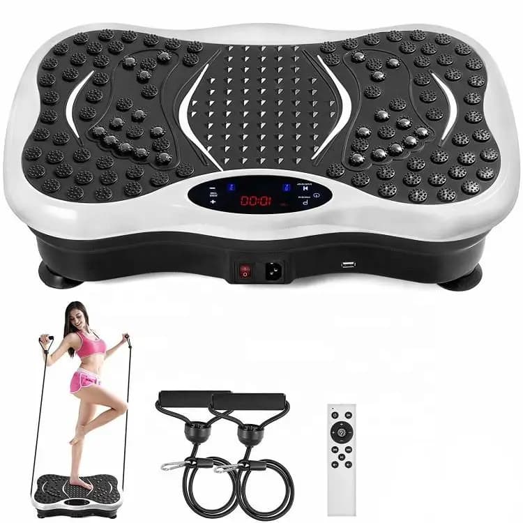Pedana vibrante, macchina per esercizi 52 x 30 cm, piattaforma fitness con elastici e telecomando, per la perdita di peso, attrezzatura da palestra per casa