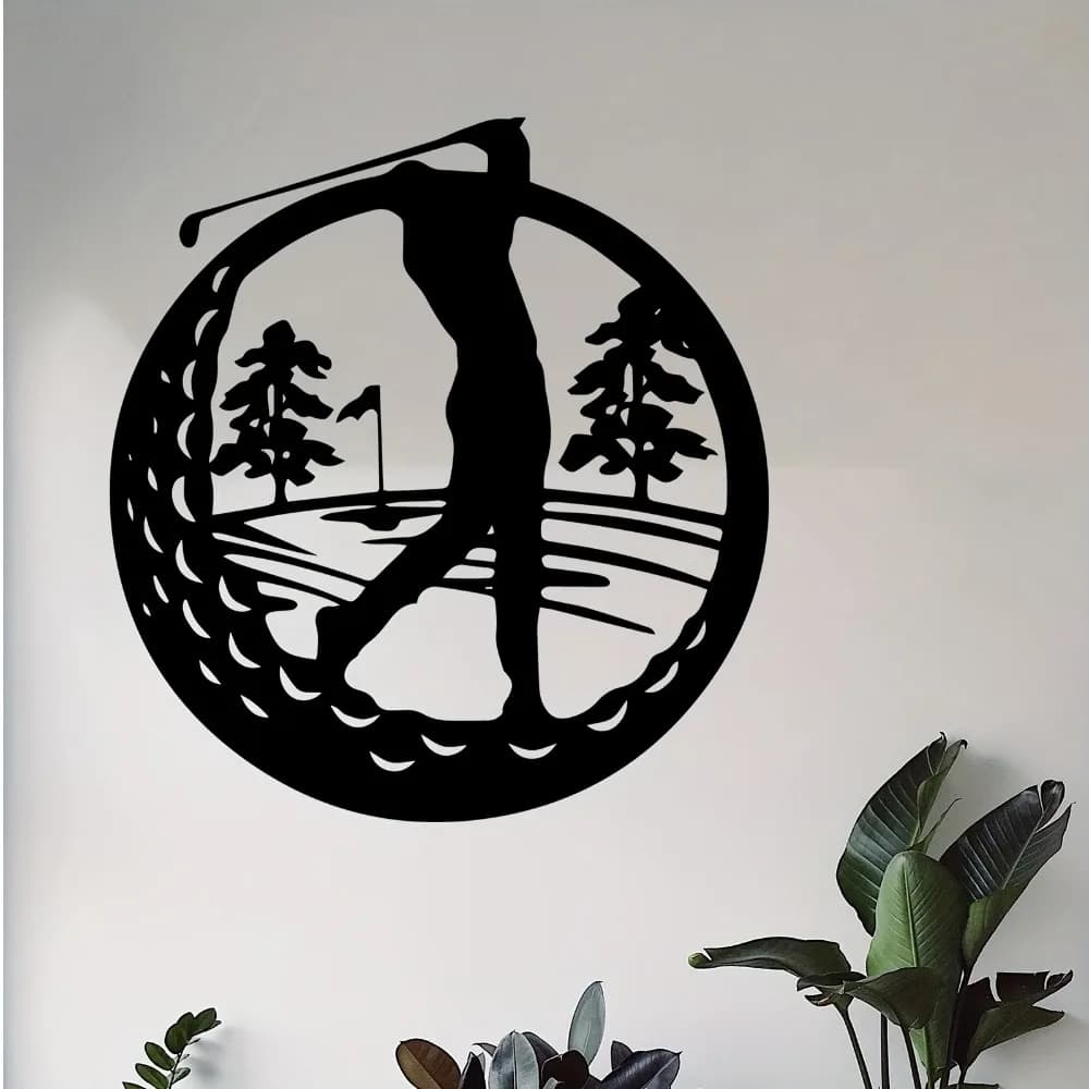 Decorazione da Parete in Metallo per Golfisti - Figura Decorativa con Golfista in Azione, Gancio in Ferro Resistente alle Intemperie per Arredamento Casa, Regalo per Amanti del Golf