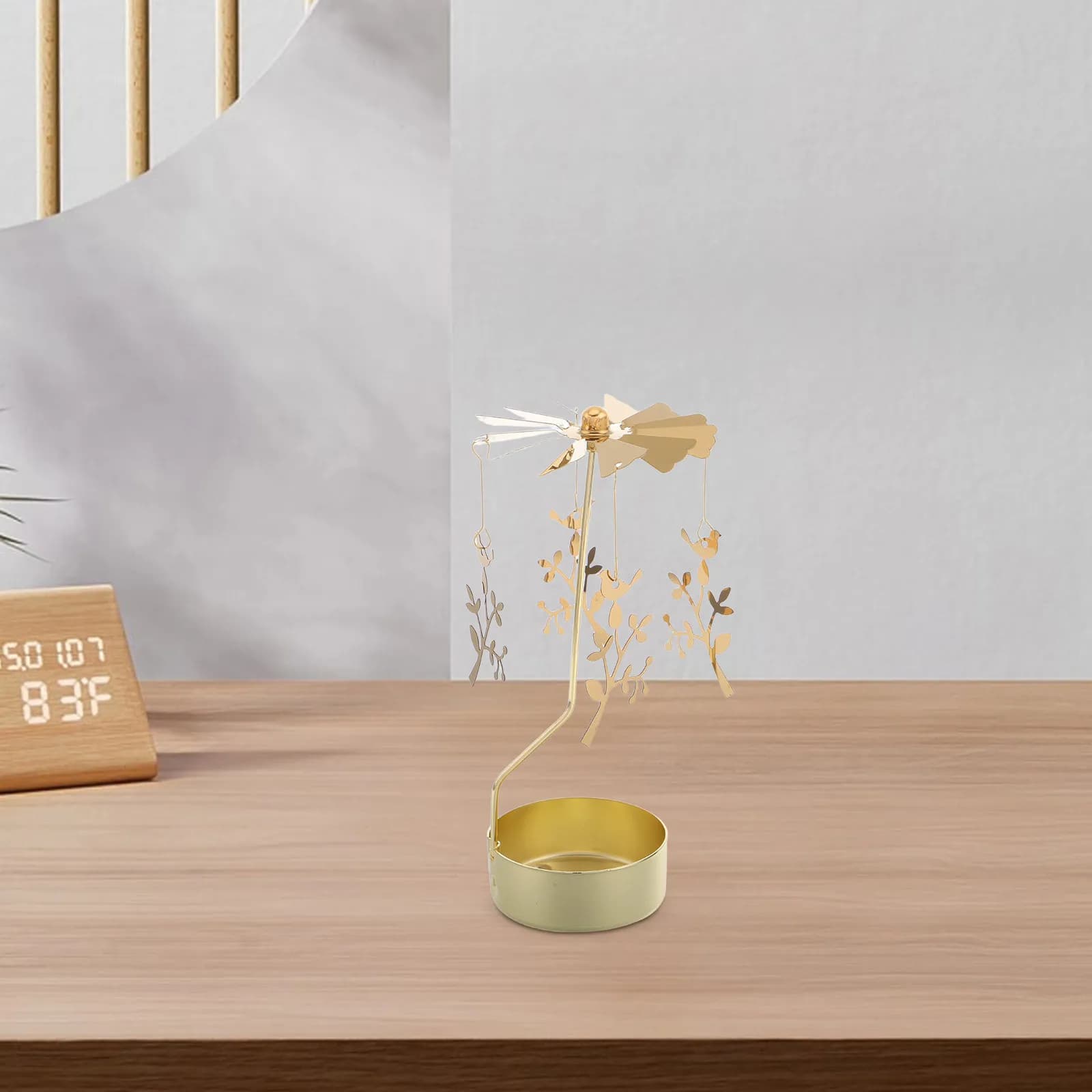Portacandele Girevole in Metallo a Forma di Mulino a Vento, Design Carosello per Candele Tea Light, Decorazione per la Casa, Centrotavola Festivo