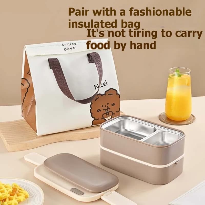 ABBO - Porta Pranzo Isolato per Microonde - Design a Doppio Strato in Acciaio Inossidabile - Stile Moderno