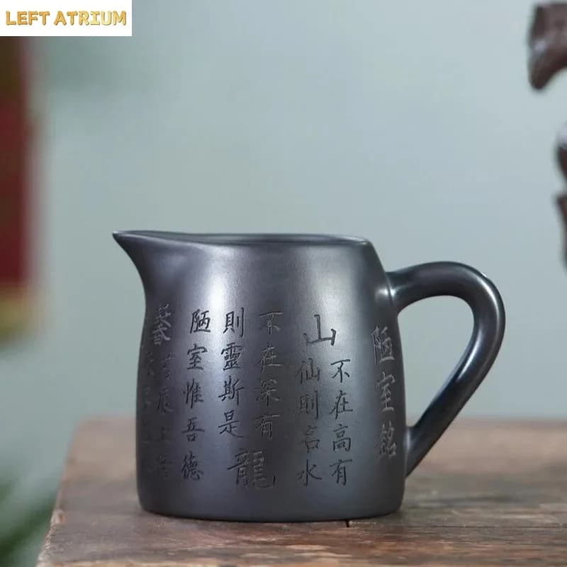 280ml Yixing Purple Clay Calligraphy Tea Pitcher Tea Divider Cha Hai Dispenser Justice Cup Fair Mug Tea Set Collection Supplies