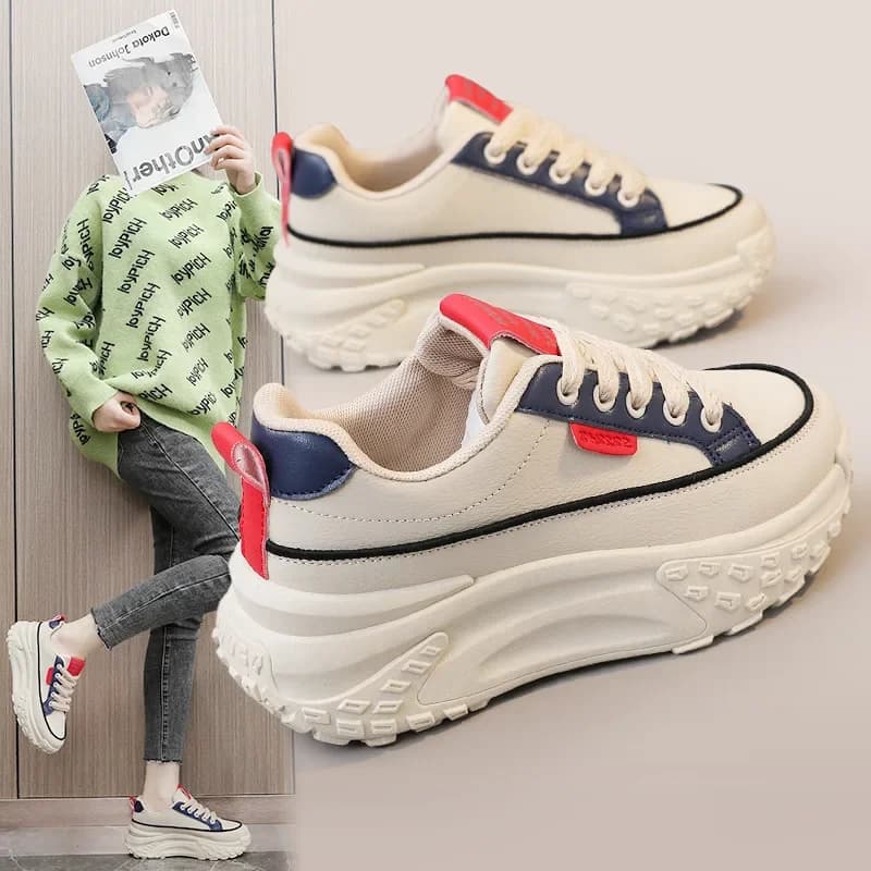 Scarpe da ginnastica da donna in pelle Scarpe con plateau alla moda Scarpe da corsa femminili traspiranti Nuove scarpe da donna resistenti all'usura Zapatillas De Mujer
