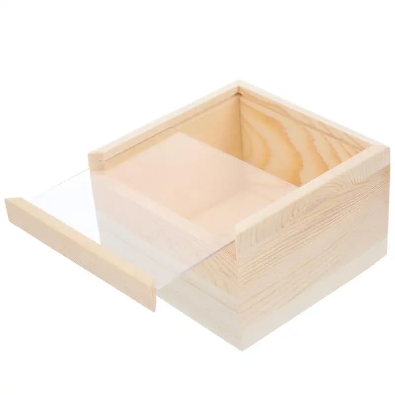 Scatola del tesoro in legno non finita Scatola da regalo con scrigno del tesoro vintage con coperchio trasparente