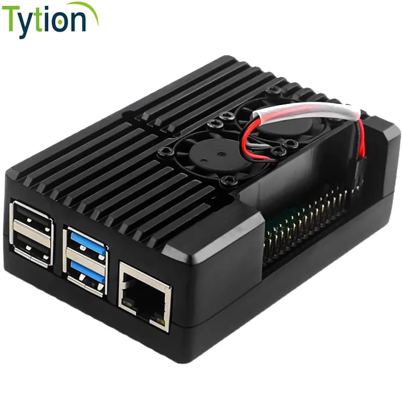 Aluminum Alloy Heat Sink Protective Gauge With Metal Case Raspberry Pi 4B With Double Fan