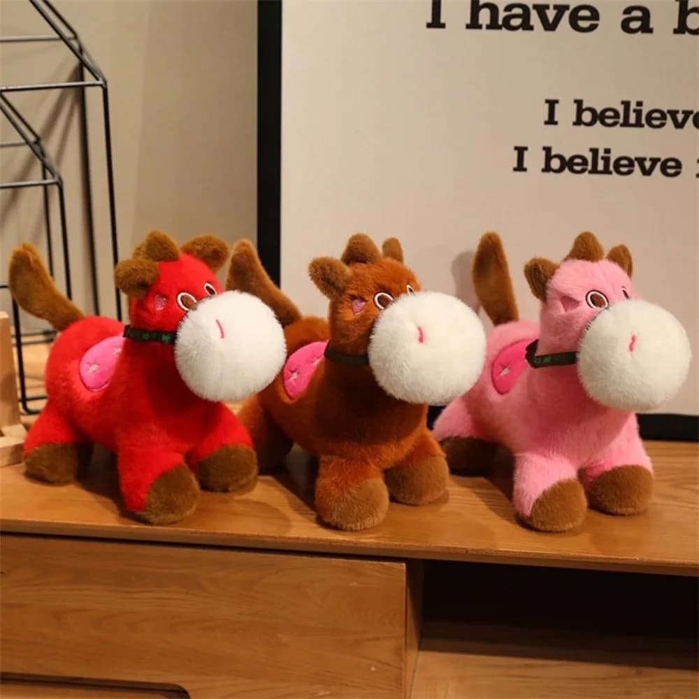 Mascotte di Peluche Cavallo 2026 Portafortuna Creativo Simpatico Kawaii Statuetta Pony Zodiacale Decorazione Festiva