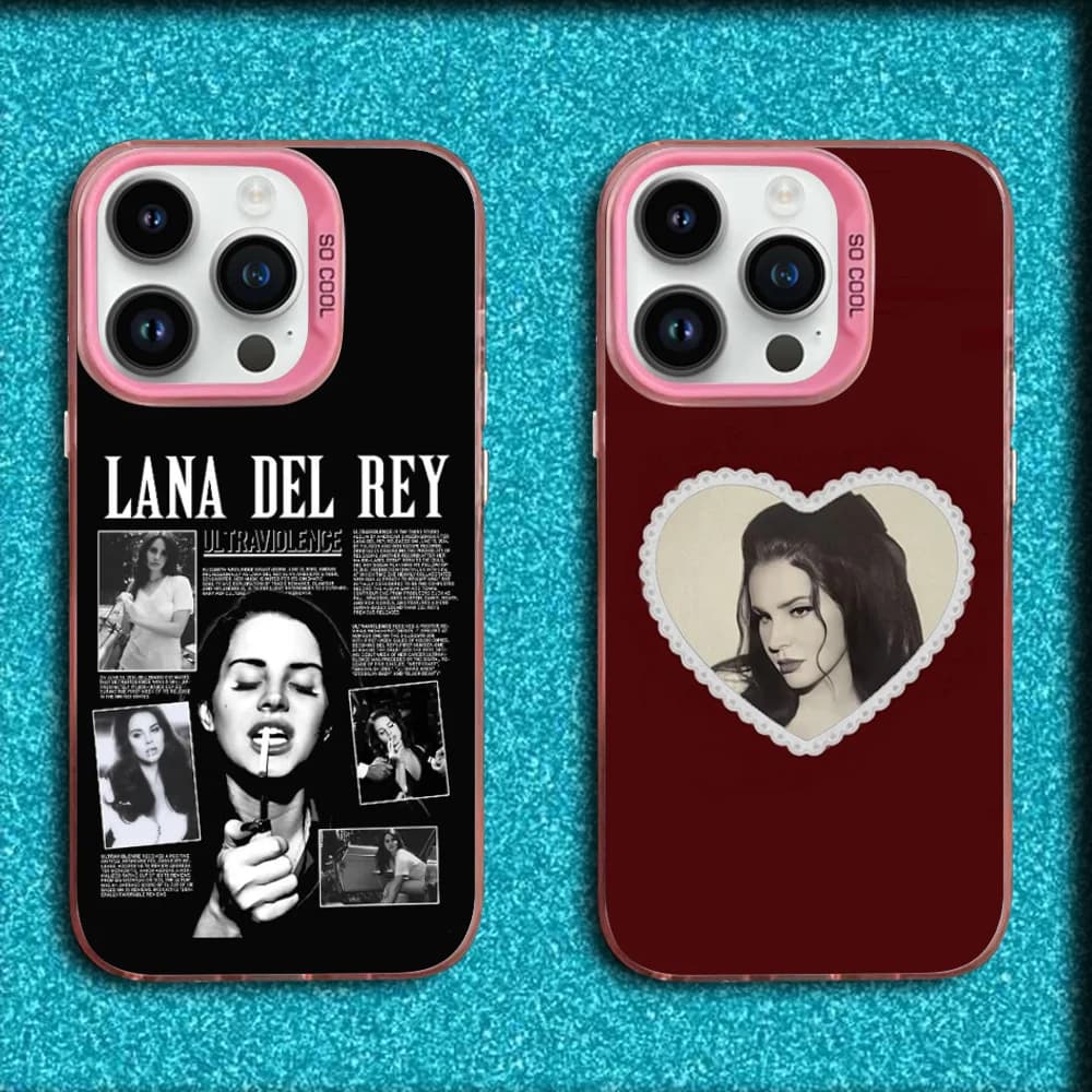 Custodia per telefono L-Lana Del Rey Singer per iPhone 16,15,14,13,12,11, Mini,Pro,MAX Cover in silicone rosa opaco