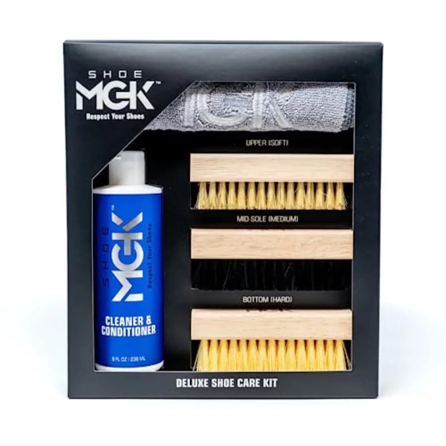 Set di Spazzole per Scarpe MGK Deluxe con Detergente e Balsamo XL per Scarpe Pulite e Fresche
