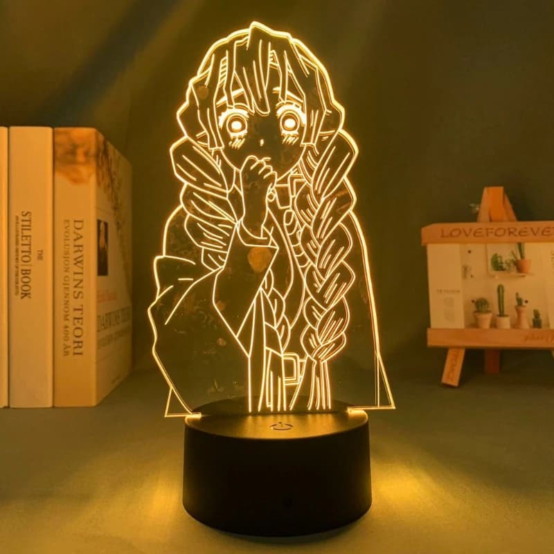 Luce Notturna in Acrilico Demon Slayer Mitsuri Kanroji, Decorazione Atmosfera Camera da Letto Anime Kawaii, Regalo
