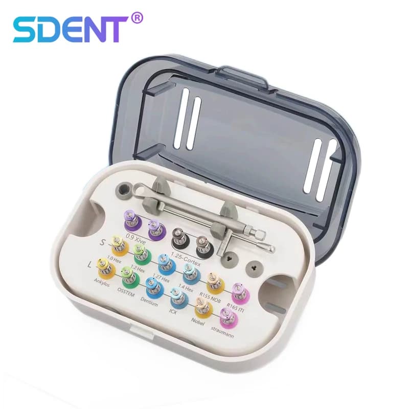 Kit per il restauro di impianti dentali, 16 cacciaviti colorati per la restaurazione di impianti dentali e 1 chiave dinamometrica per impianti dentali