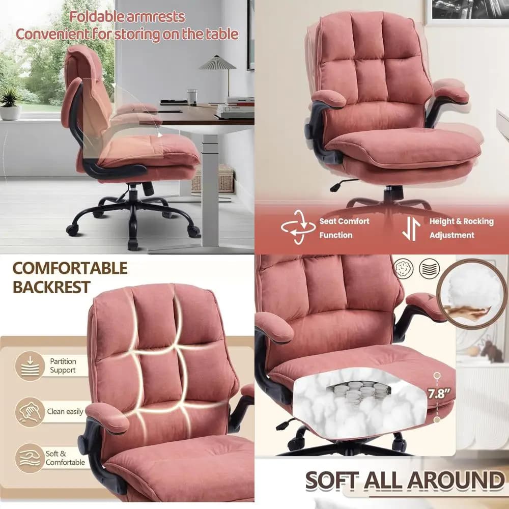 Sedia da Ufficio Ergonomica a Doppia Imbottitura per Lunghe Ore di Lavoro, con Braccioli e Altezza Regolabili, per Casa o Ufficio Dirigenziale