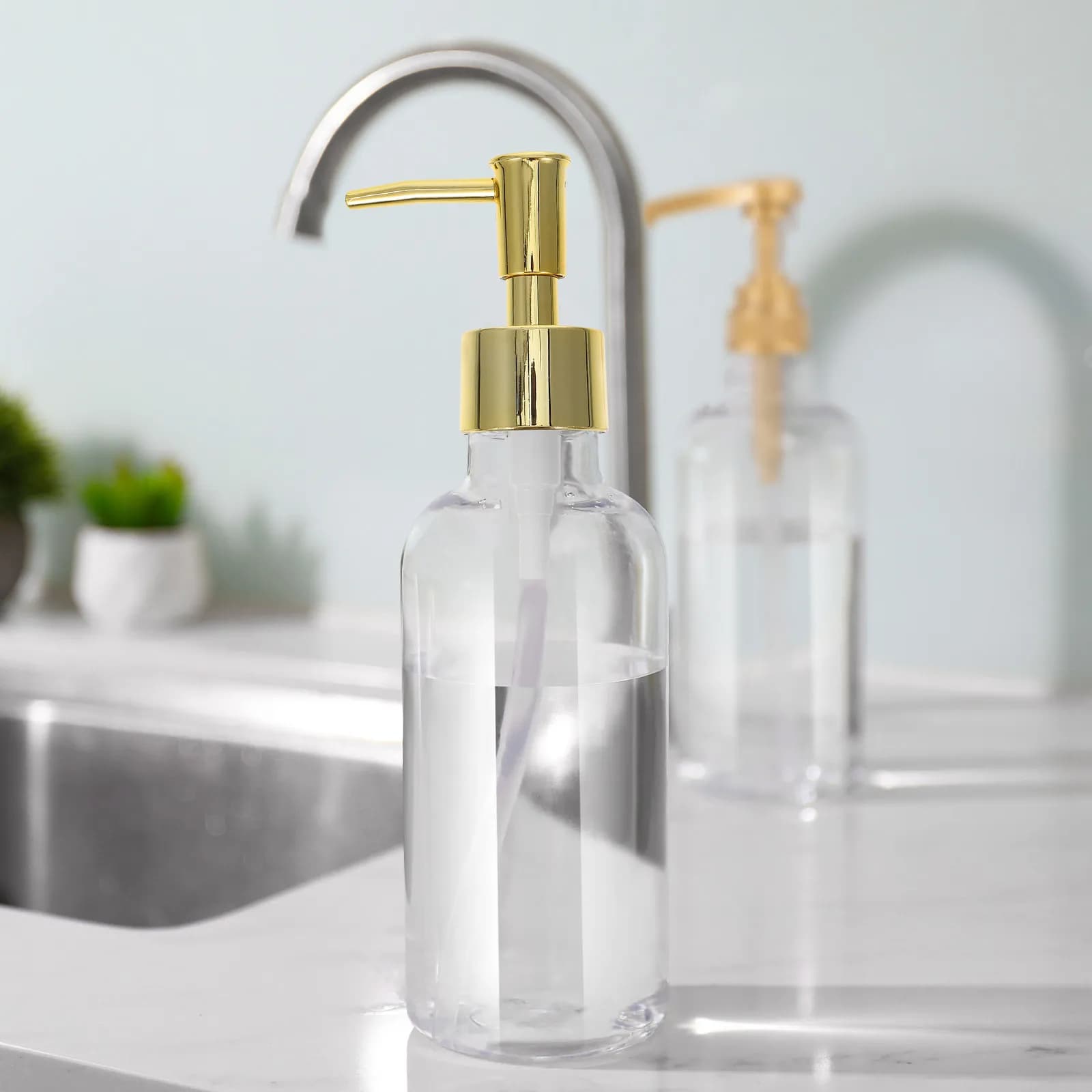 Testina di ricambio per dispenser di sapone in plastica elettroplaccata per bottiglie di lozione, shampoo e liquidi per cucina e bagno