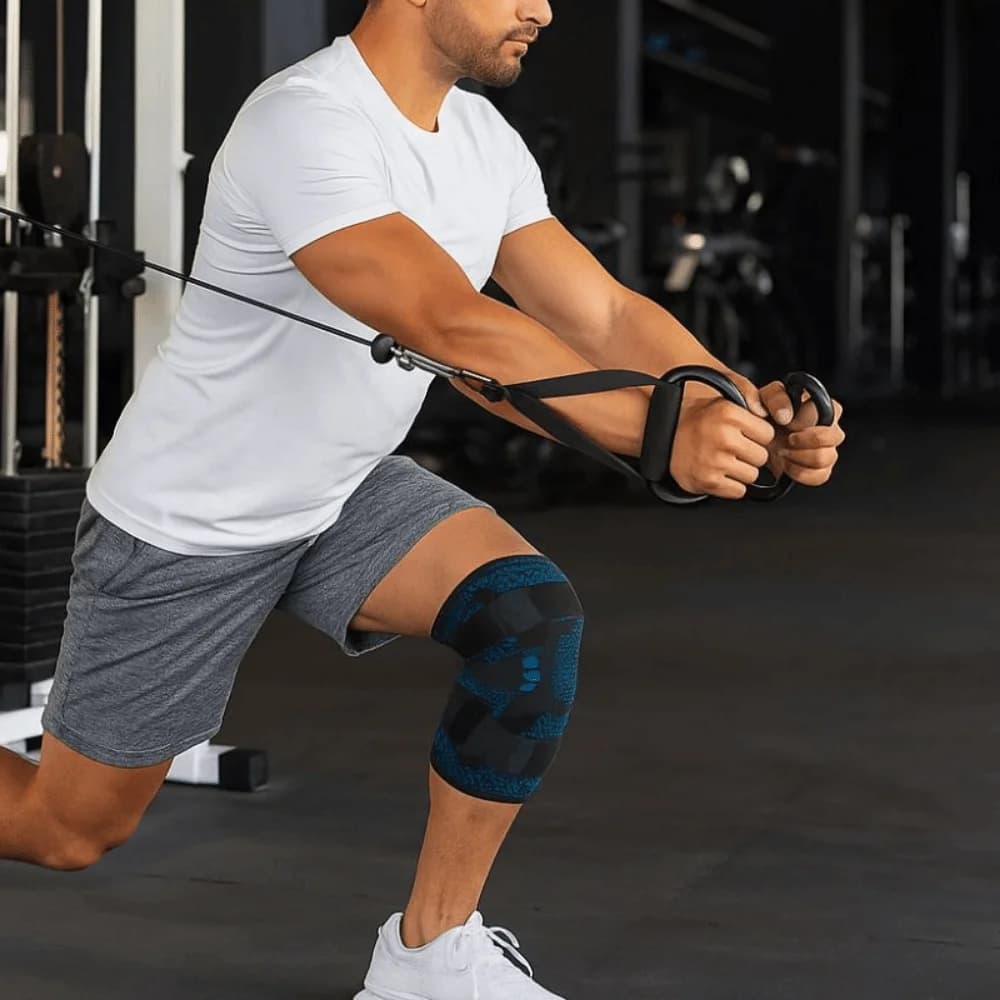 Ginocchiera Protettiva ad Alto Impatto Traspirante con Doppia Fascia Regolabile, Supporto Antiscivolo a Molla per Ginocchio, Ideale per Palestra