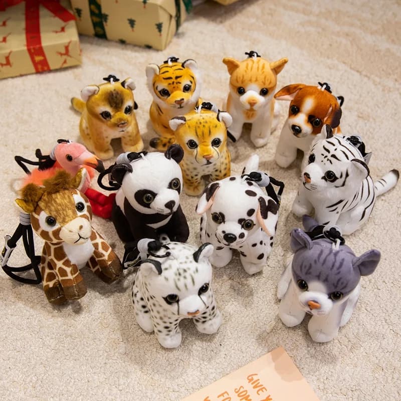 Animal Plush Bag Charm Brown Tiger Brown Dog Flamingo 15cm Soft Keychain For Handbag Daily Outfit Holiday Souvenir Gift