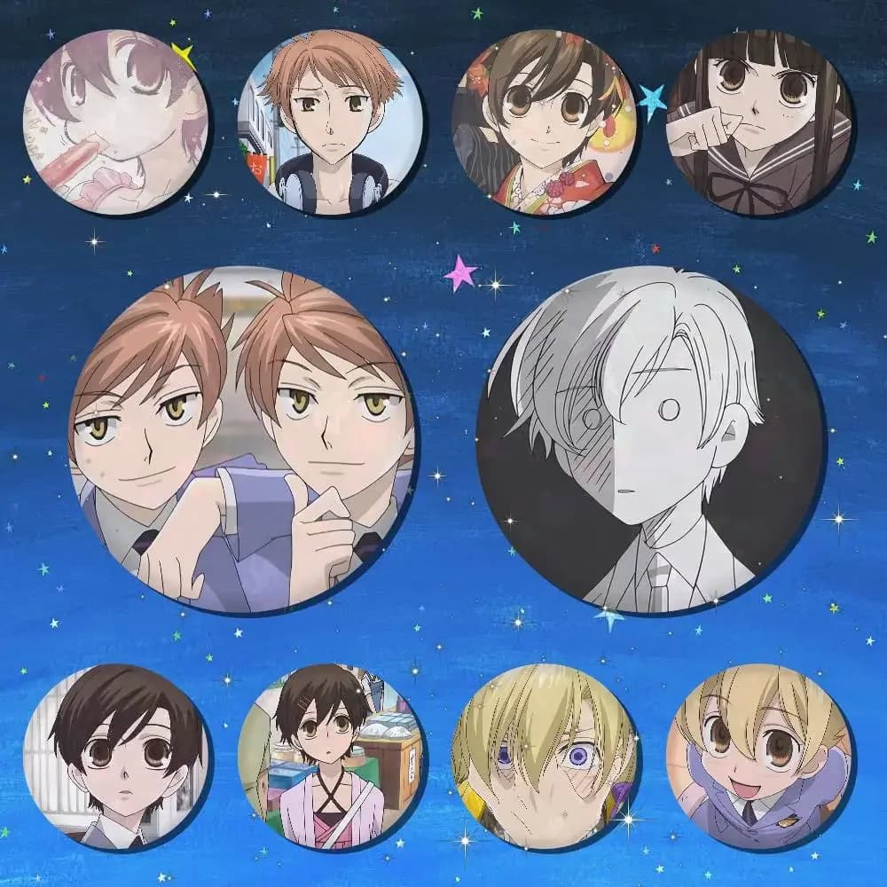 A-Ouran High School Host Club Cartoon Round Brooches On Backpack Jacket Acrylic Button Pins Collection Gifts