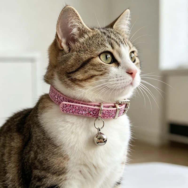 Fashion Shining Rhinestone Cat Collar with Bells Puppy Baby Dog Cat Collar Leather Strap Kitten Accessories Puppy Collar Gift