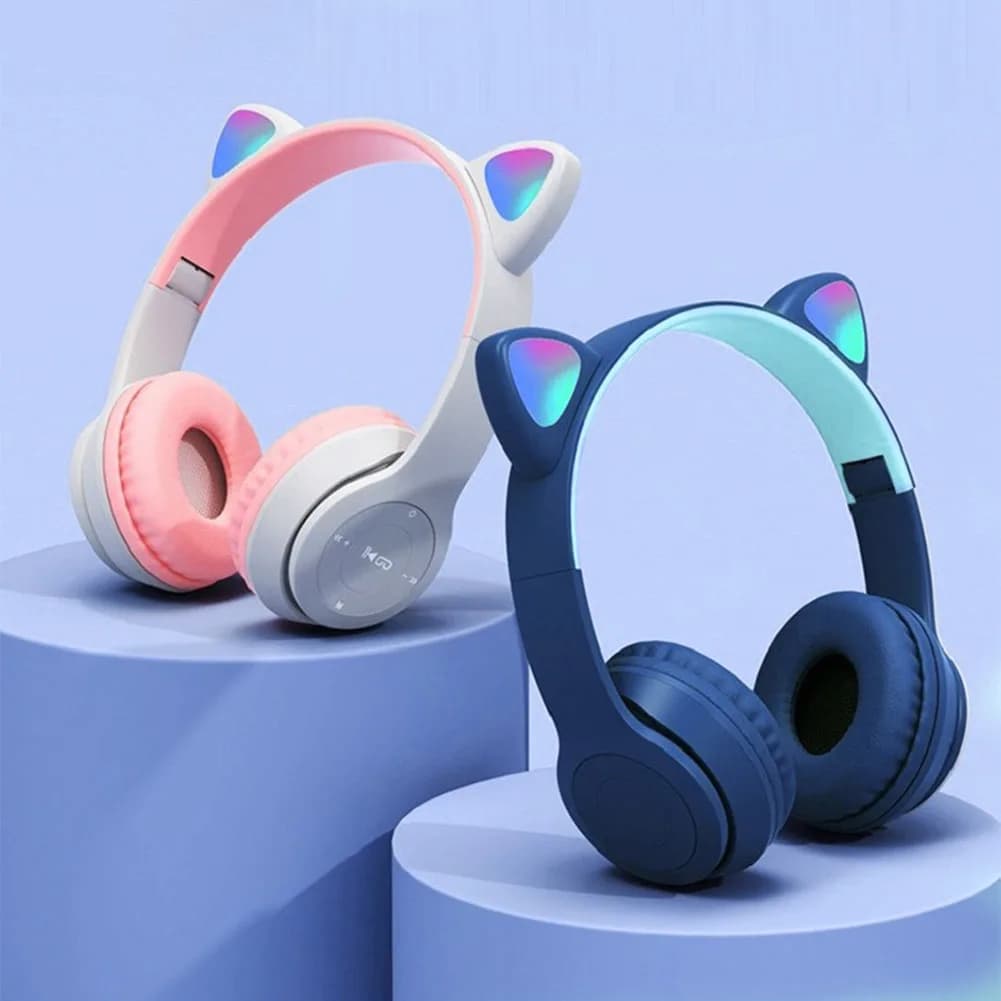 Wireless Headphones Bluetoot 5.0 Cat Ear Gaming Headphones Luminous helmets Kids sports music helmets Gifts for Girls