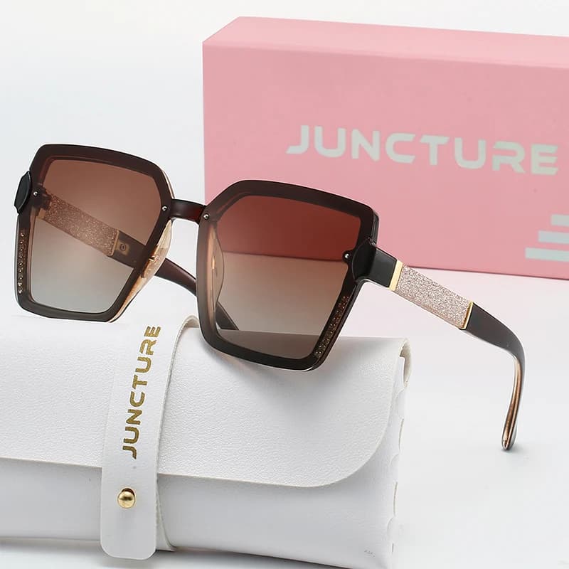 JUNCTURE Occhiali da sole polarizzati da donna Occhiali da sole quadrati alla moda Occhiali da donna sfumati Regali per le feste Occhiali da sole per le donne