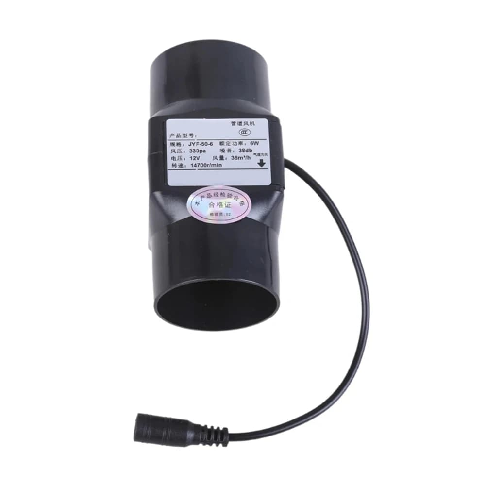 Estrattore Ventilatore per condotto Potente ventola di scarico in linea 12V 6W Ventilatore per condotto 50mm Scarico dell'aria interno compatibile con pannelli solari 12V