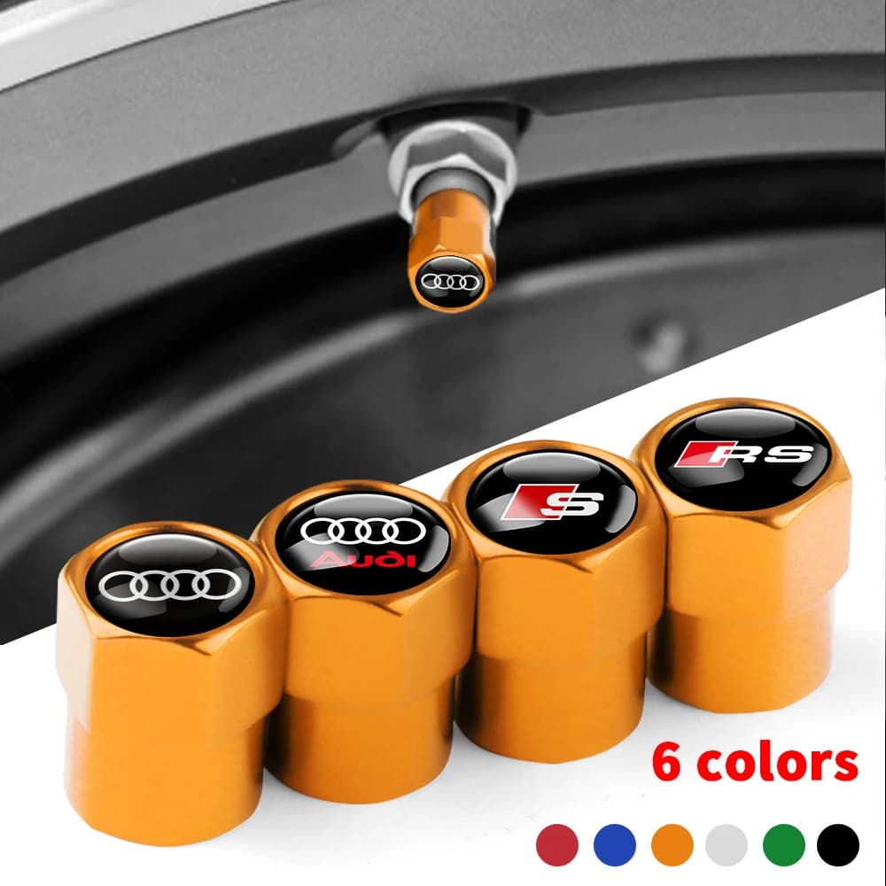 for Audi SLINE RS S TT QUATTRO A3 A4 A5 A6 A7 A8 Q5 Q6 Q7 Q8 Car Wheel Tire Valve Caps Covers Stem Case with Logo Accessories
