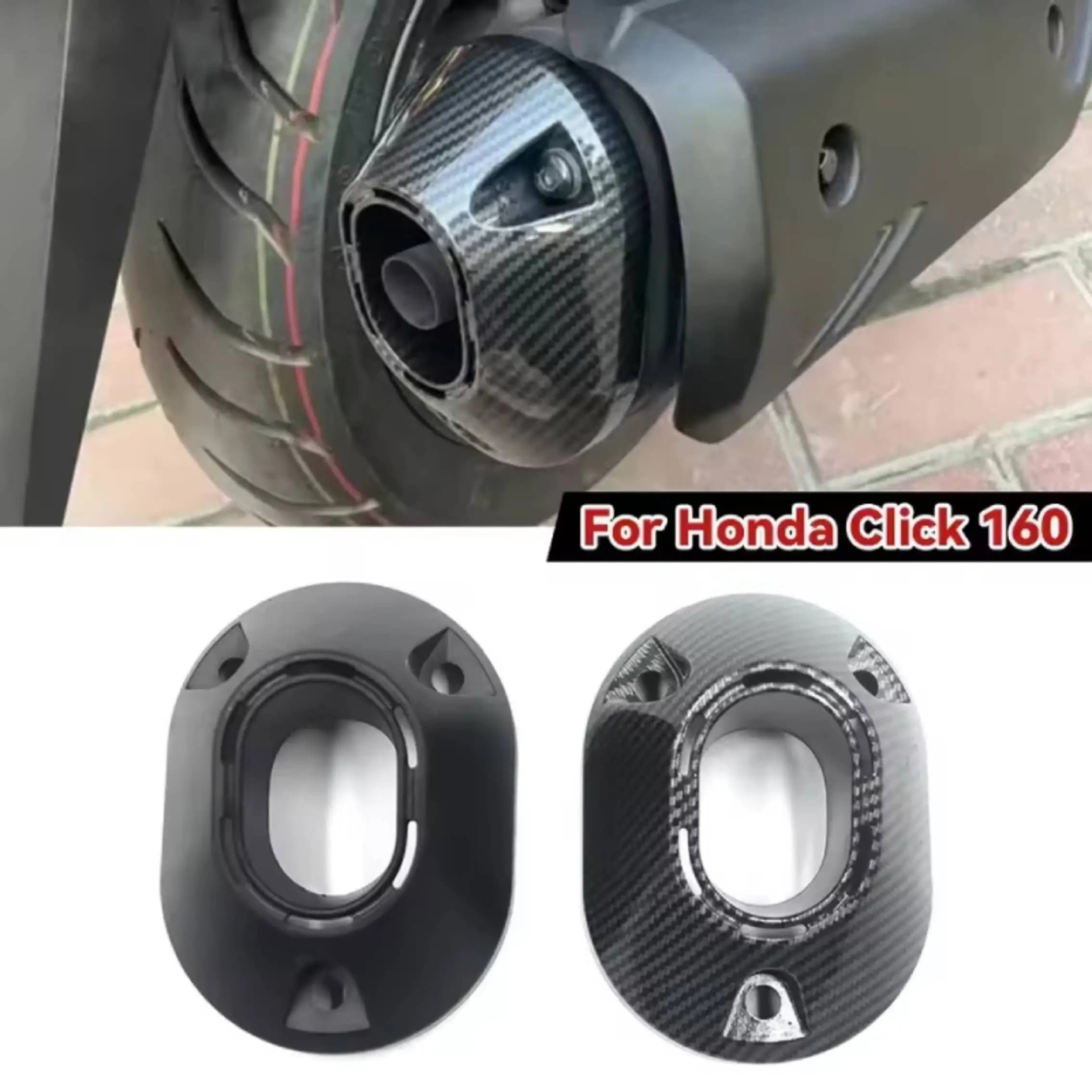 Per Honda Click 160 ABS: Protezione Terminale di Scarico Moto, Copertura Lucida in Carbonio per Marmitta, Accessori Decorativi