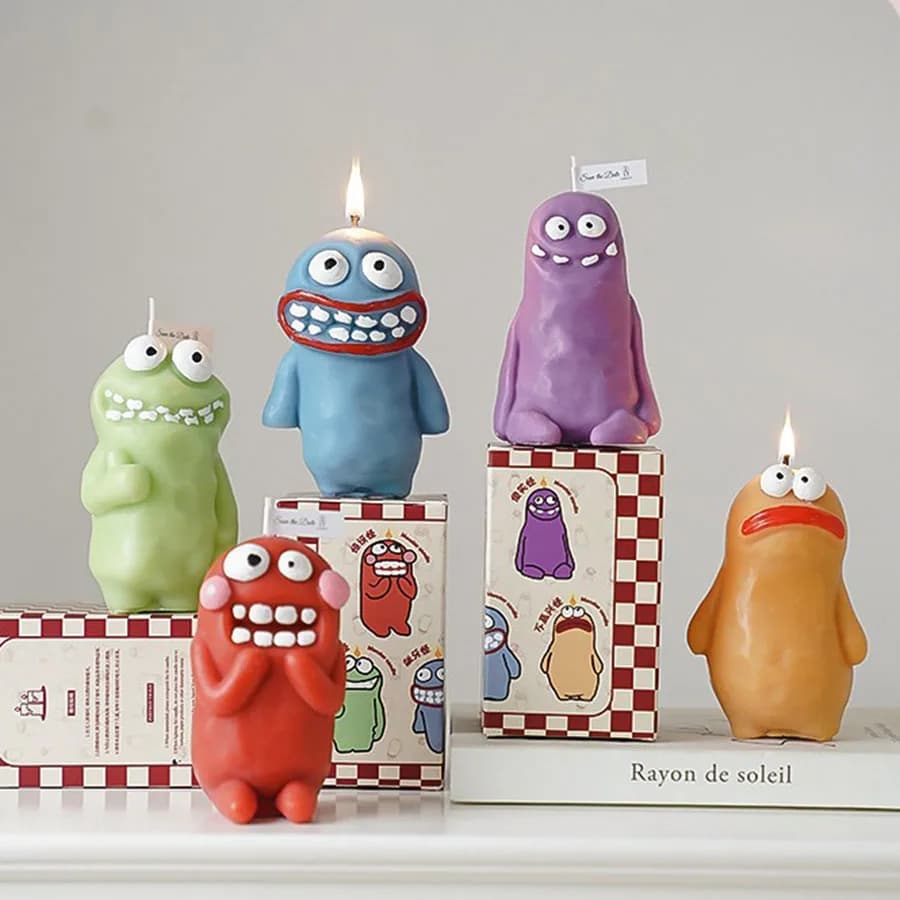 Candela Aromatica a Forma di Mostro Divertente e Carino, Regalo di Compleanno, Regalo per Amici, Ornamento a Forma di Cartone Animato