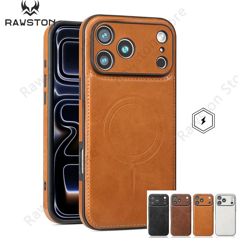 Custodia in pelle magnetica resistente di lusso per Apple iPhone 17 Pro Max 16 15 14 Plus 13 12 iPhone17 Cover MagSafe antiurto wireless