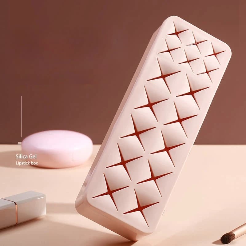 Organizer in Silicone con 16 Scomparti per Cosmetici, Porta Pennelli da Trucco, Porta Rossetti, Porta Smalti, Accessori per Scrivania e Toeletta H1164