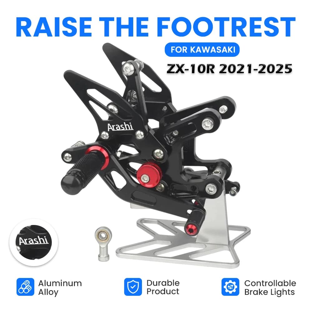 Moto CNC Regolabile Set Posteriore Poggiapiedi Pedane Pedane Rearset Per KAWASAKI ZX10r 2021 2022 2023 2024-2025 Poggiapiedi