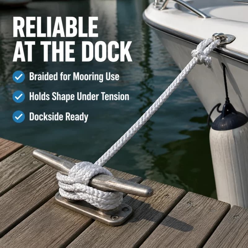 2-Pack 15-Foot Double-Braided Nylon Marine Mooring Ropes – High-Strength Mooring Anchor Ropes, Suitable for Yachts/Sailboats/Kayaks/Watercraft