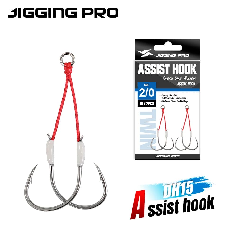 JIGGING PRO 2 paia Twin Assist metallo Jig Hook 1/0 2/0 3/0 4/0 Sea Jigging gancio BKK spinato amo da pesca accessori per la pesca