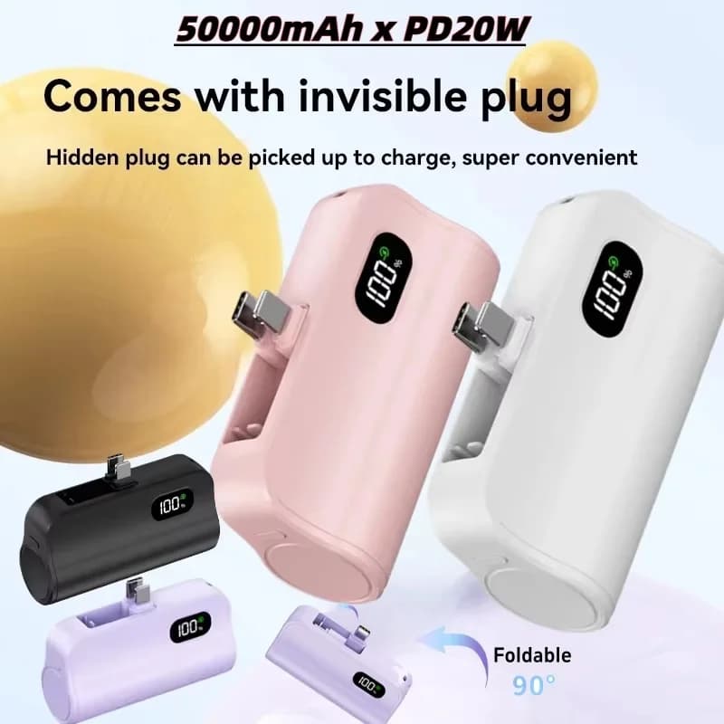 High Capacity 50000mAh Mini Power Bank, Portable External Battery with Fast Wireless Charging for iPhone, Huawei, Samsung