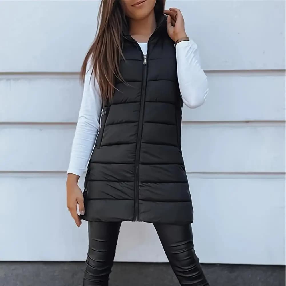 Gilet imbottito da donna Gilet imbottito trapuntato con cerniera casual Piumino senza maniche con cappuccio Cappotto invernale caldo