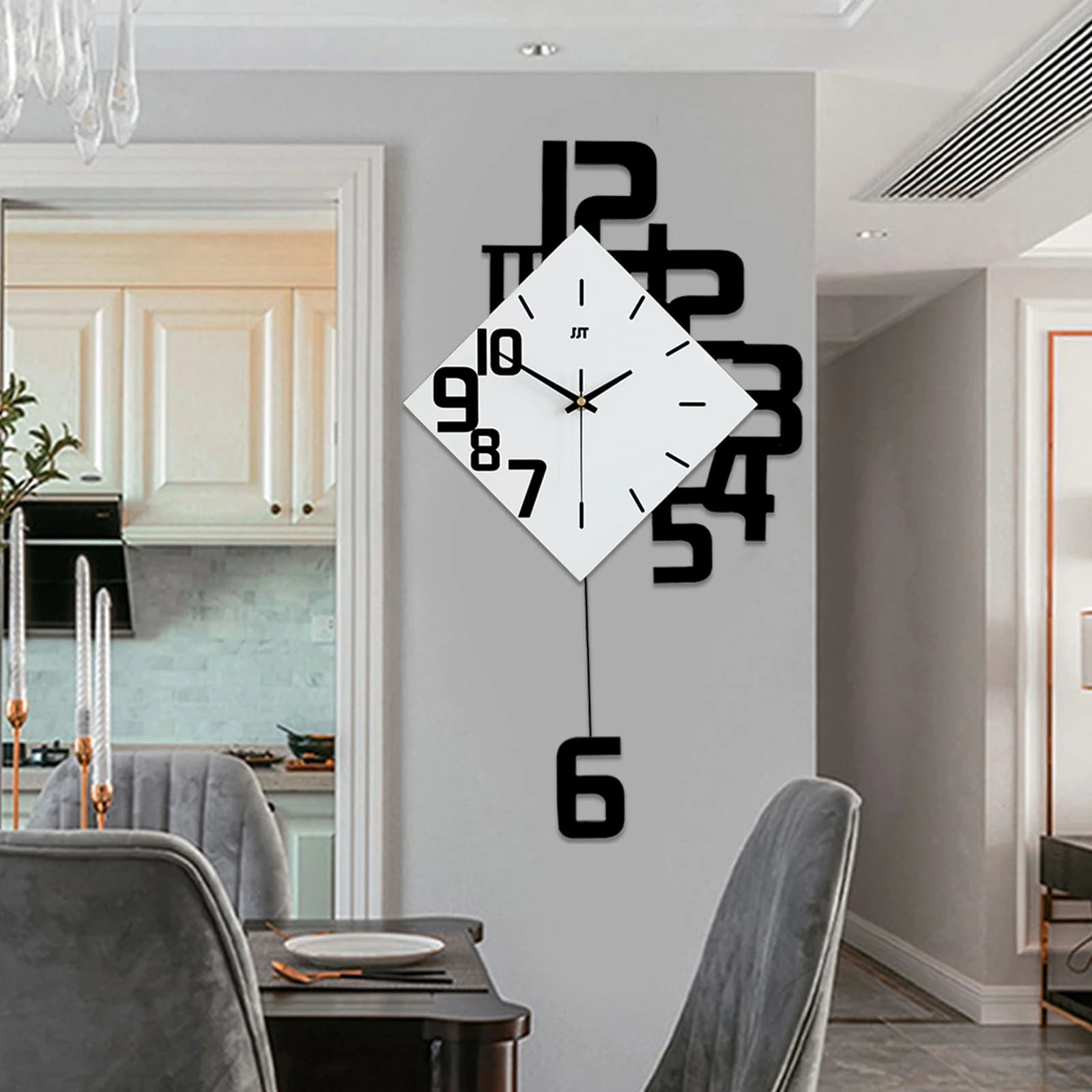 Wall clock swing, modern design silent quartz watch, creative house, for study, office, bedroom, living room, wall clock