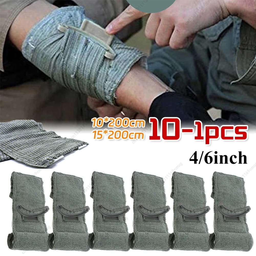 10-1PC 4/6 pollici Combat Trauma Benda Multifunzione Benda di Compressione Medica Imballaggio Sterile Portatile per Emergenza Esterna