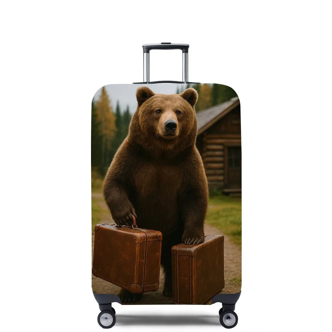 Copertura Elastica per Valigia Travel Bear, Protezione Antipolvere per Bagaglio a Mano, Design alla Moda con Stampa Animale