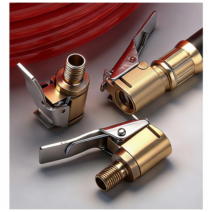 Adattatore per Gonfiaggio Pneumatici con Clip, Connettore in Ottone per Gonfiatore Gomme, Accessori per Gonfiaggio Senza Perdite