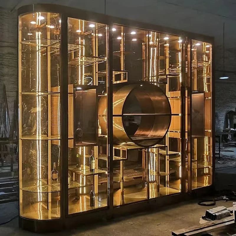 Armadietto per liquori da bar Armadietto per bottiglie in legno Accessori per baristi Bicchieri per torre di champagne Espositore in vetro di plastica Vino Cava