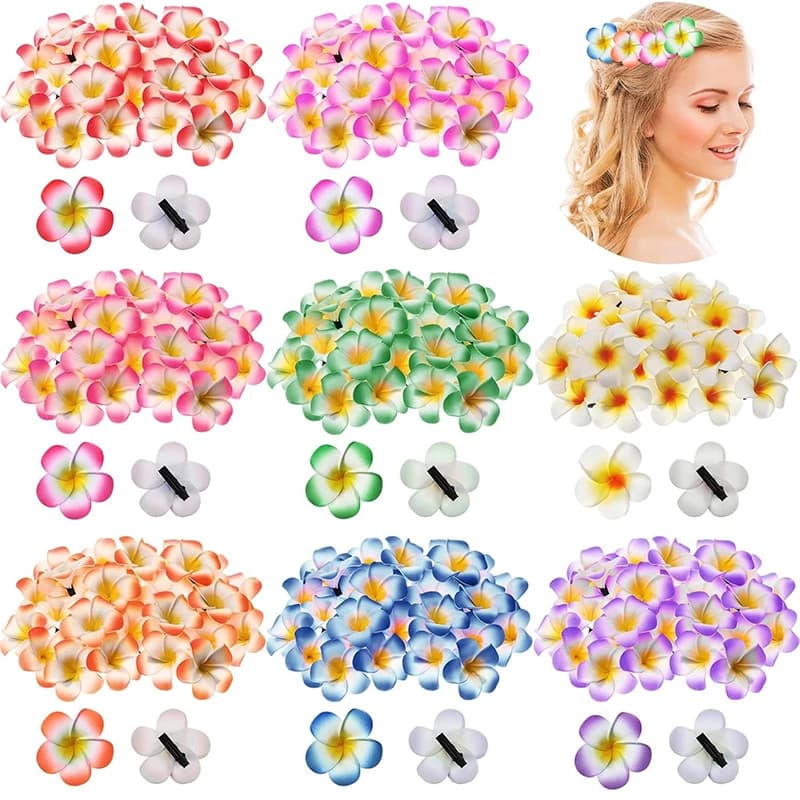 10 Pezzi di Fiori Artificiali di Frangipani Hawaiani in Schiuma, Clip per Capelli a Forma di Fiore di Plumeria per Decorazioni di Casa, Feste, Vacanze al Mare per Donne e Ragazze