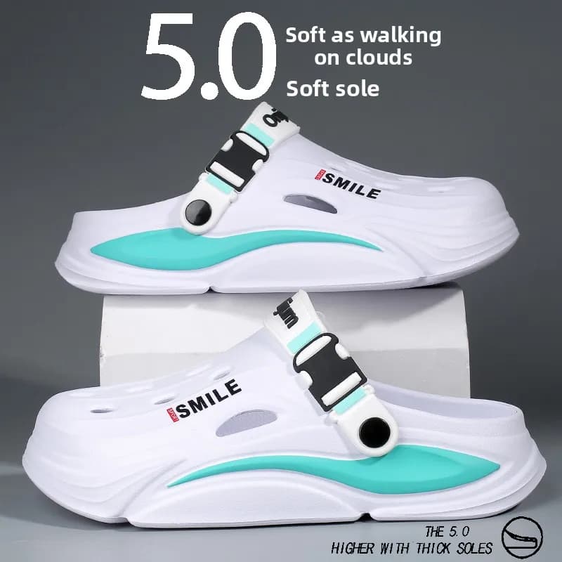 Men's Summer Outdoor Anti-Slip Thick Bottom Sandals Breathable Slip-On Shoes Casual Beach Sports Flats Flat Footwear