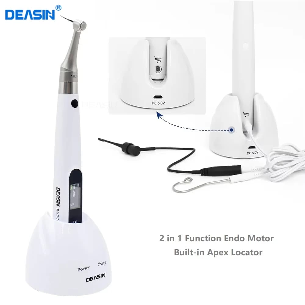 DEASIN Motore endodontico dentale 2 in 1 con localizzatore apicale Trattamento endodontico wireless Schermo OLED colorato con contrangolo 16:1