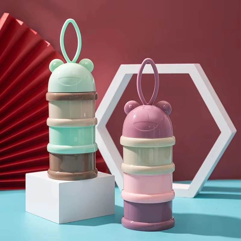 Scatola per latte in polvere colorata Comoda e portatile Scatola per latte in polvere Contenitore per alimenti a 3 livelli per bambini Contenitore per snack da viaggio