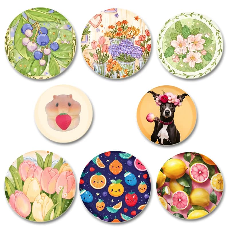 Strawberry Pineapple Flower Cherry Pins Cute Cartoon Fruits Badge Funny Animals Brooches Breastpin for Backpack Gift Accessory