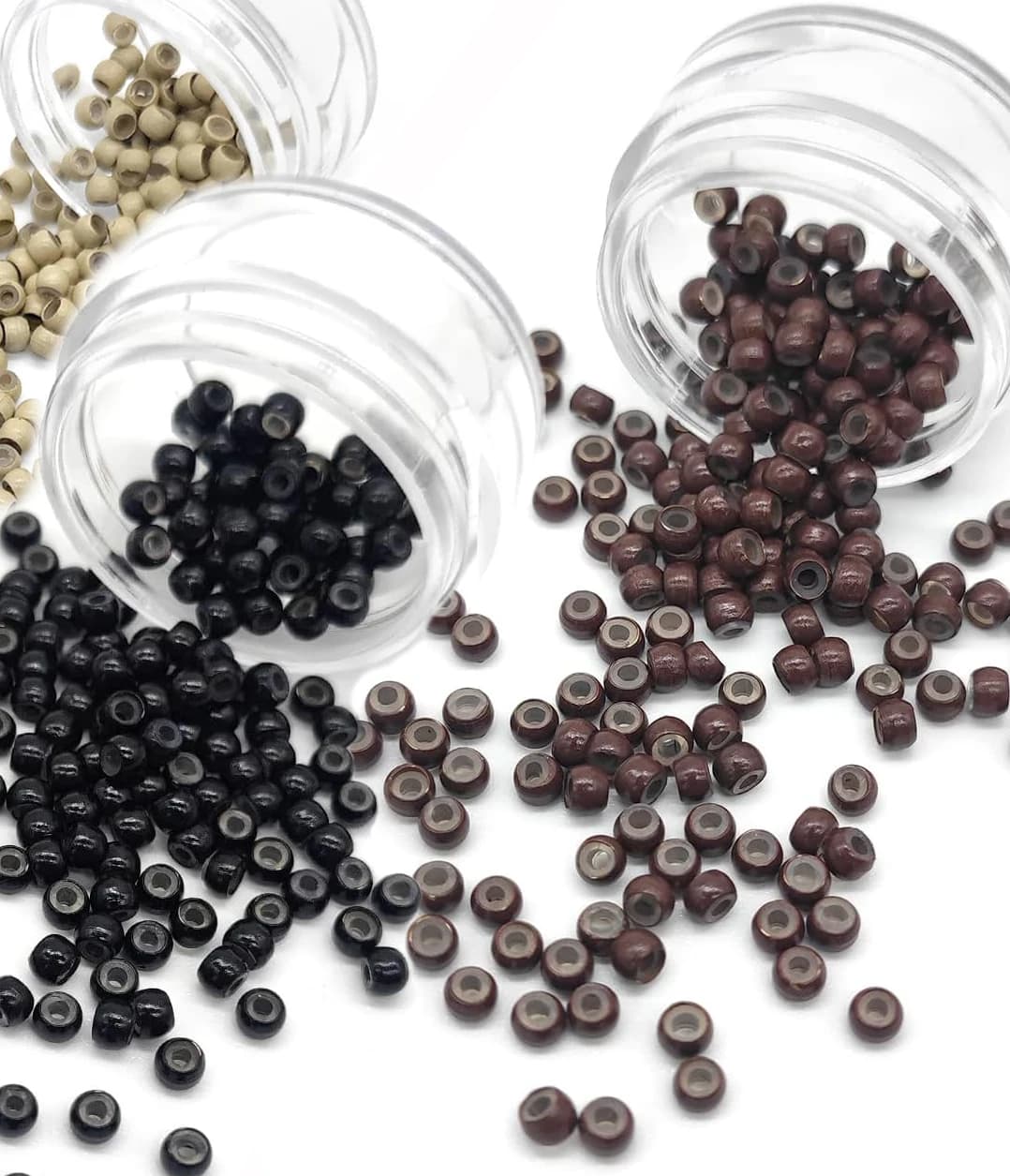 200/500 Pezzi Anelli in Silicone Nano da 3,0 mm, Anelli in Rame con Rivestimento in Silicone, Perline per Capelli, Anelli per Capelli, Strumenti per Extension Capelli