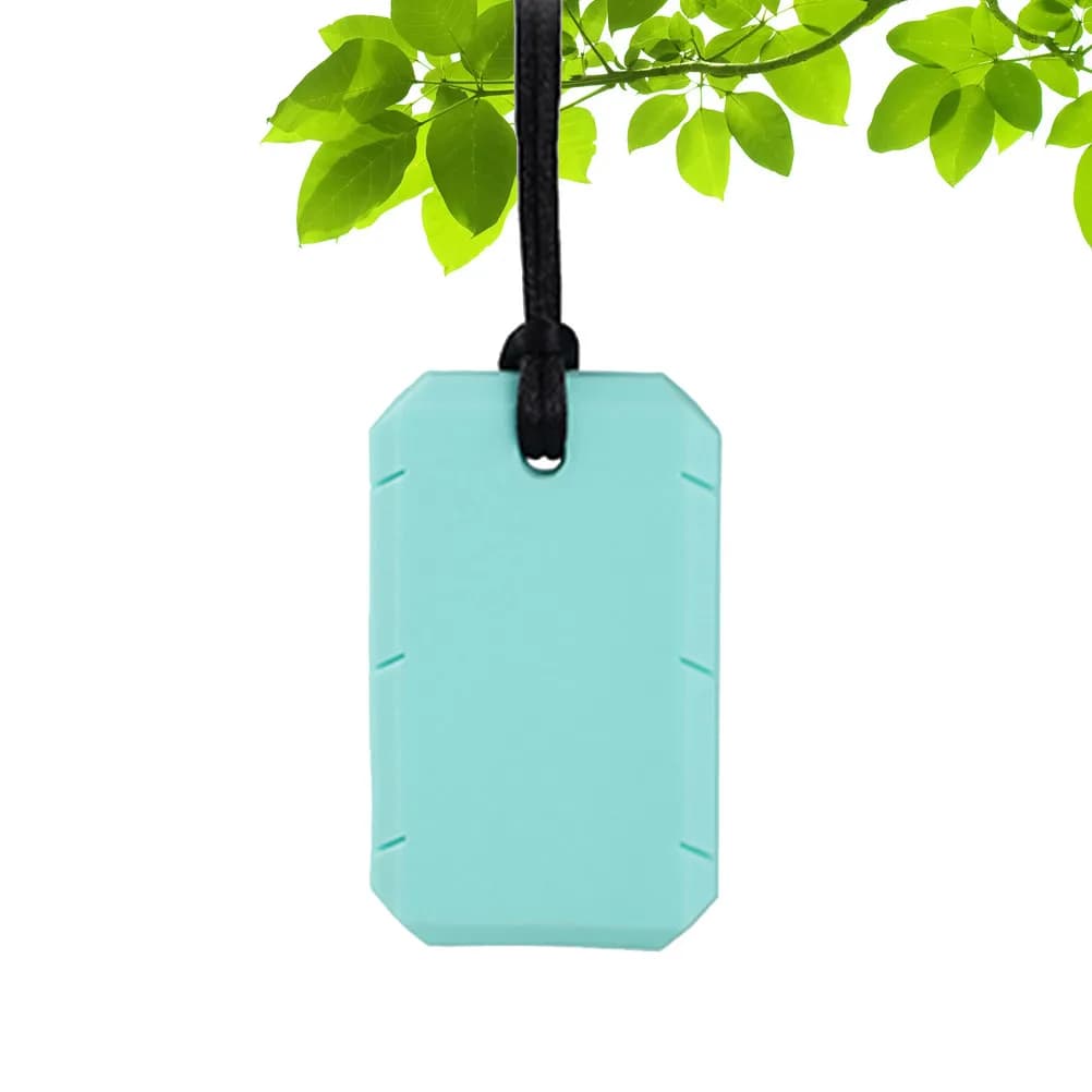 1 Pezzo Collana da Masticare per Neonati con Ciondolo in Silicone a Forma di Medaglietta per Cani, Morbida Consistenza, per l'Allenamento dei Molari, Ciano